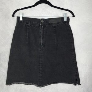 Zadig & Voltaire Skirt Womens 36 Black Denim Juny Used Raw Hem Mini Casual